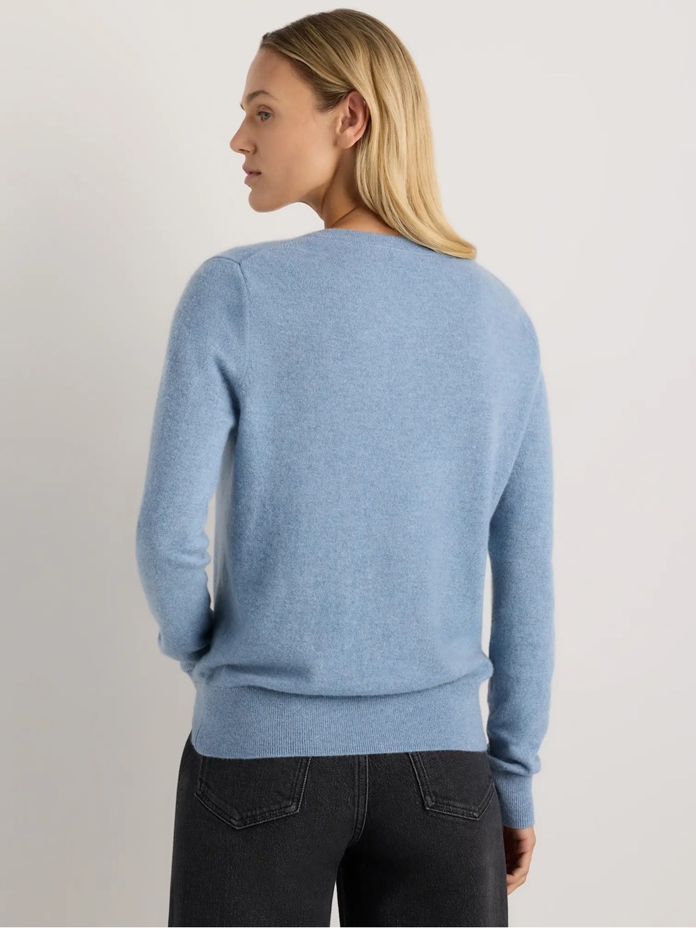 Quince NWT Mongolian Cashmere Cardigan sweater Faded Denim Blue S - Picture 3 of 7